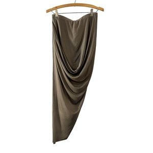HELMUT LANG Asymmetrical Drape Jersey Skirt in Taupe